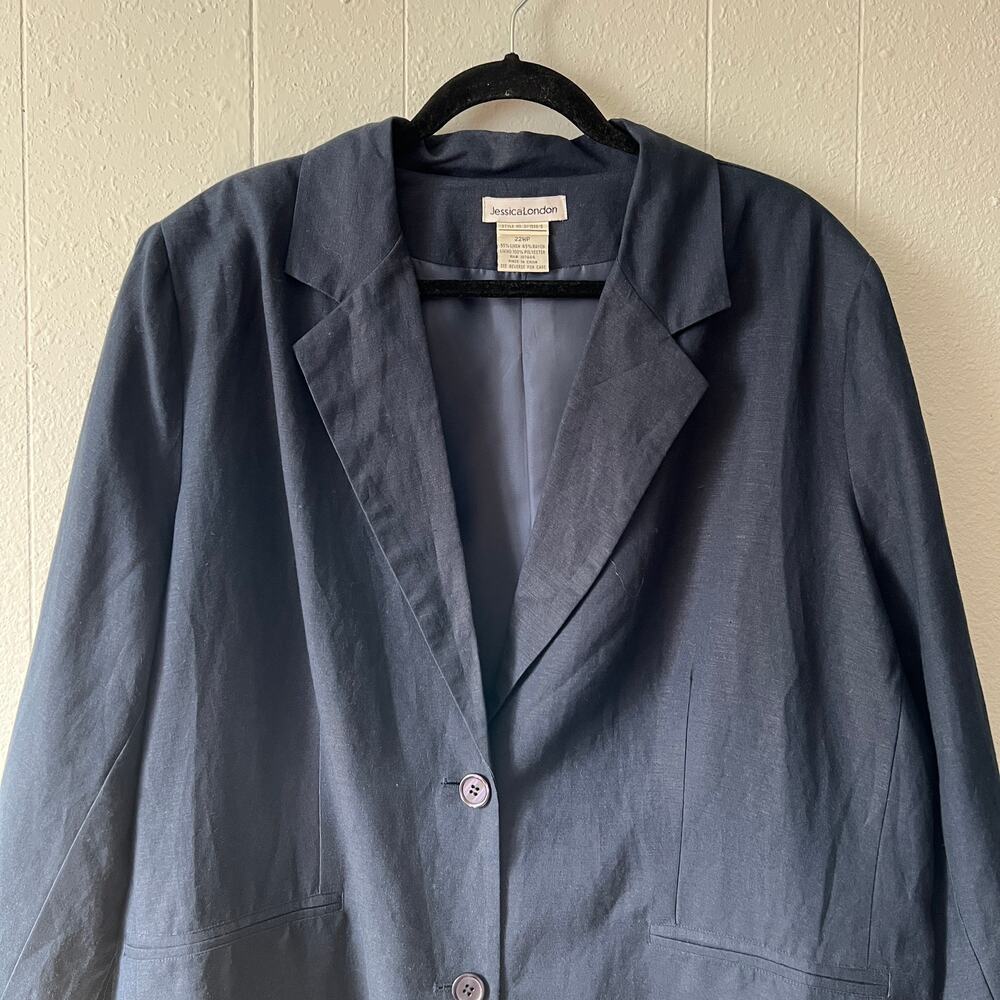 Jessica London Linen Blend Vtg Blazer Jacket Womens 22P Business Casual Formal - Picture 3 of 11